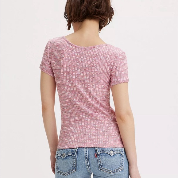 NWT sold out Levi’s BODEGA OPEN NECK SHORT SLEEVE SHIRT color space dye Red sz S - Picture 2 of 6